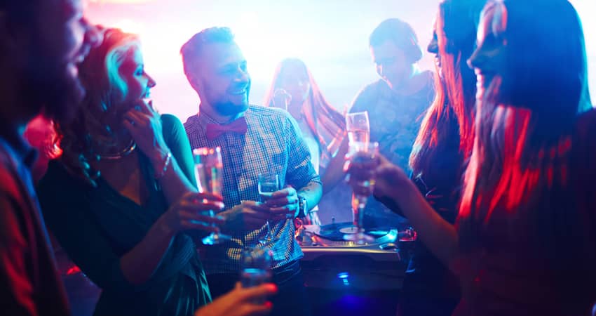 A group of friends at a nightclub