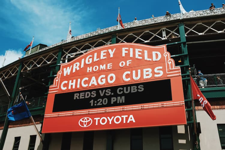 Wrigley Field sign welcoming guests